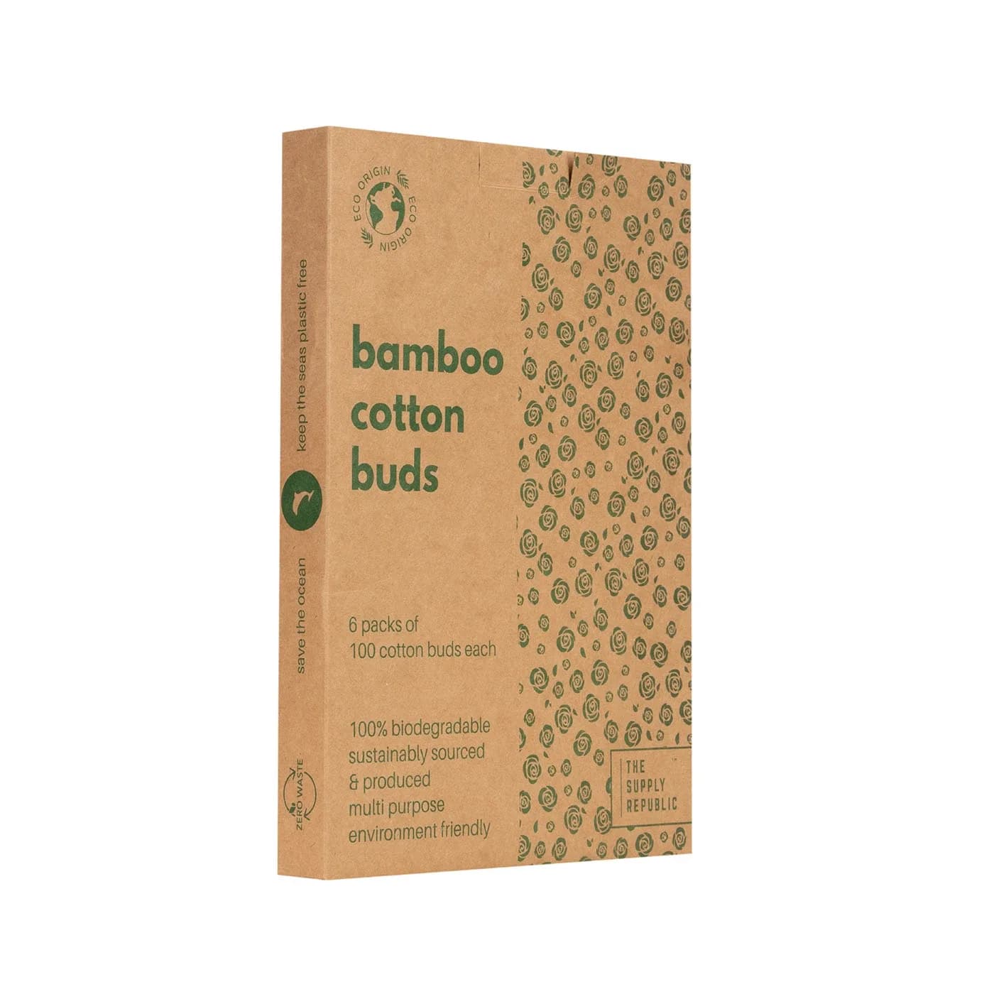 Bamboo cotton buds six-pack box: 6 packs of 100 buds each