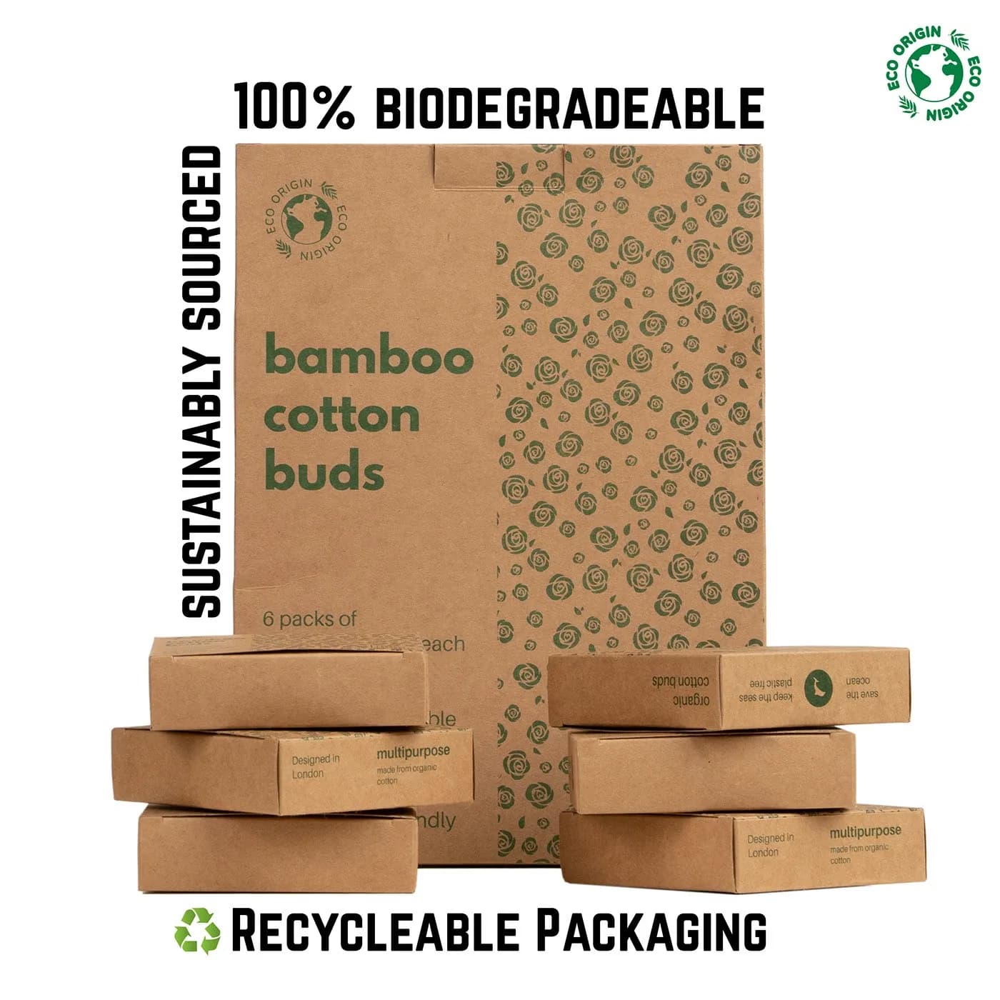 Listing image: 100% biodegradable, sustainably sourced, recyclable packaging