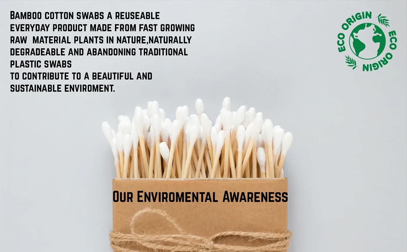 Environmental awareness message with a bundle of bamboo buds