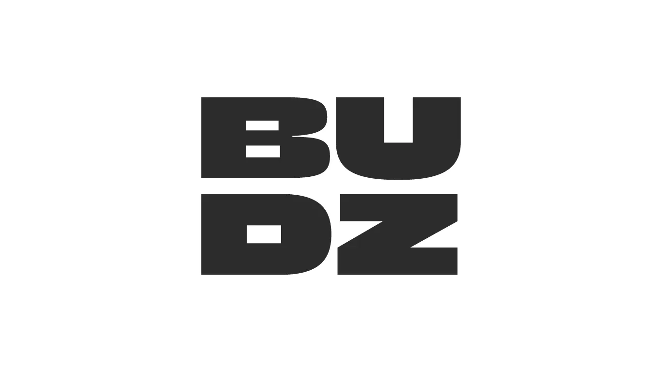 Stacked charcoal BU DZ logo on white