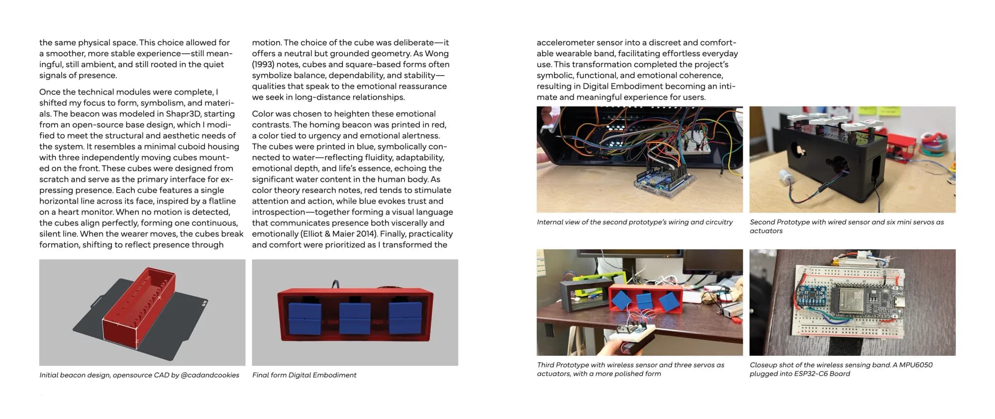 Spread showing enclosure models and prototype iterations