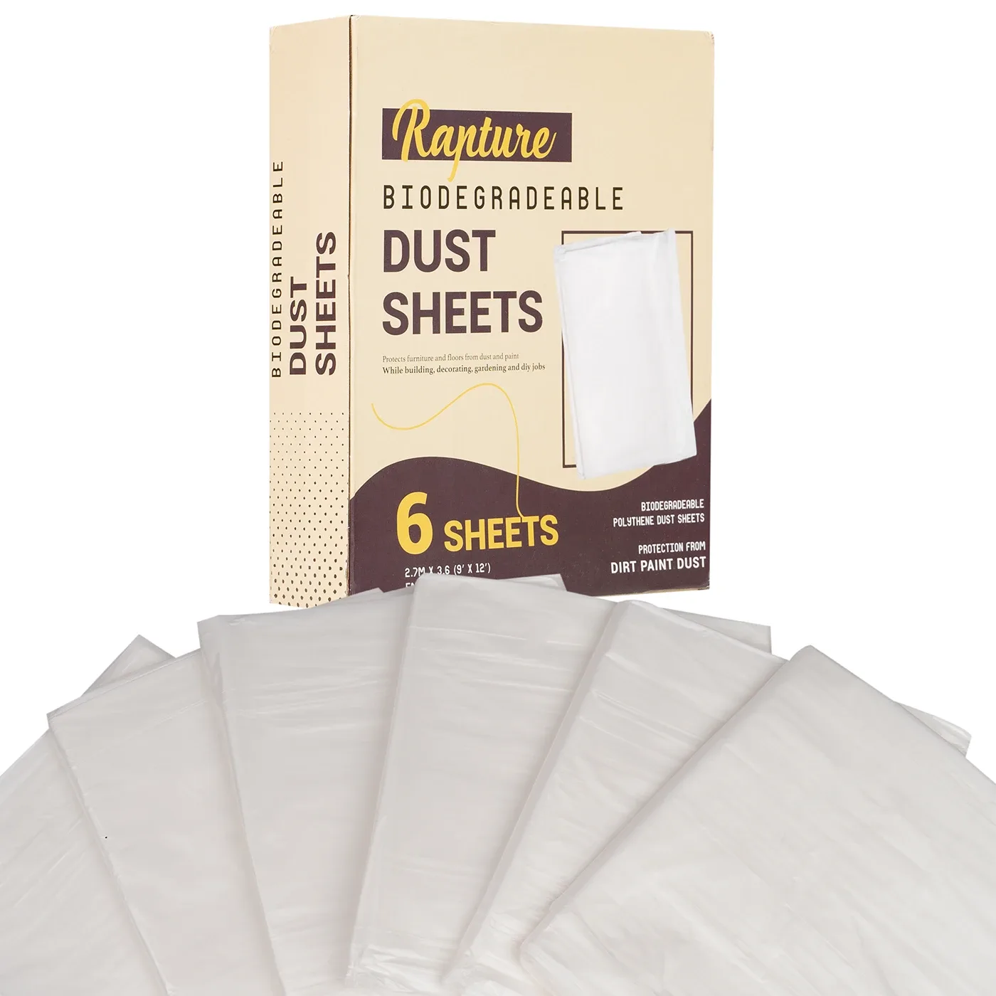 Rapture box over fanned dust sheets on white