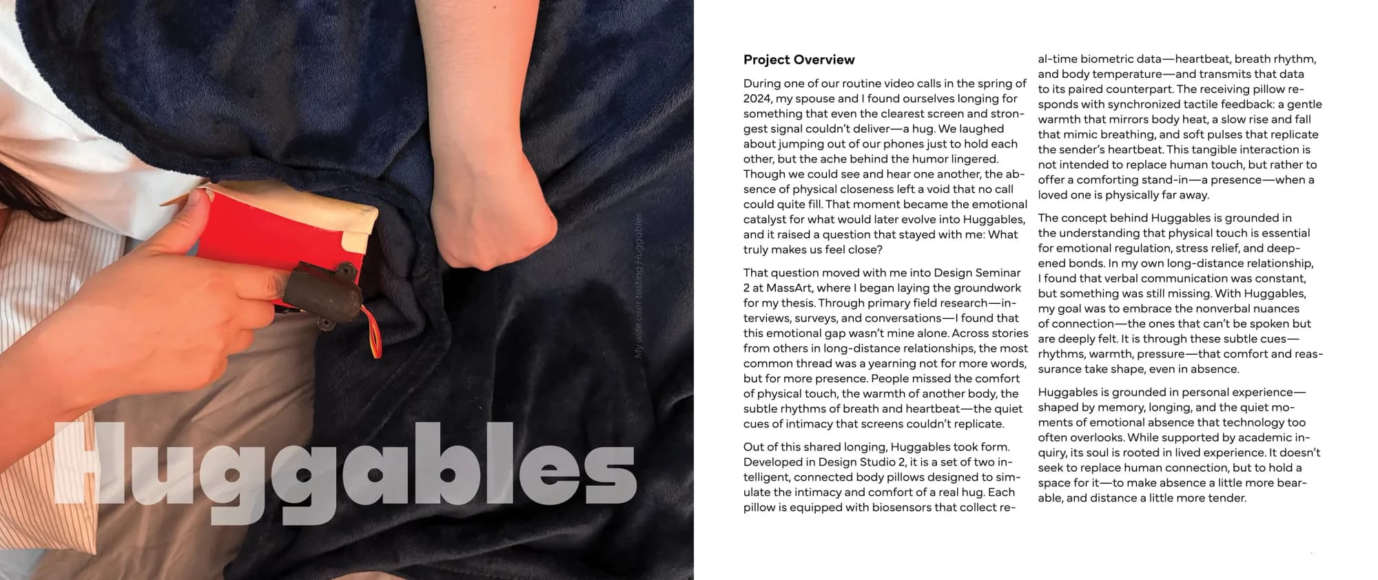 Huggables title image beside project overview text