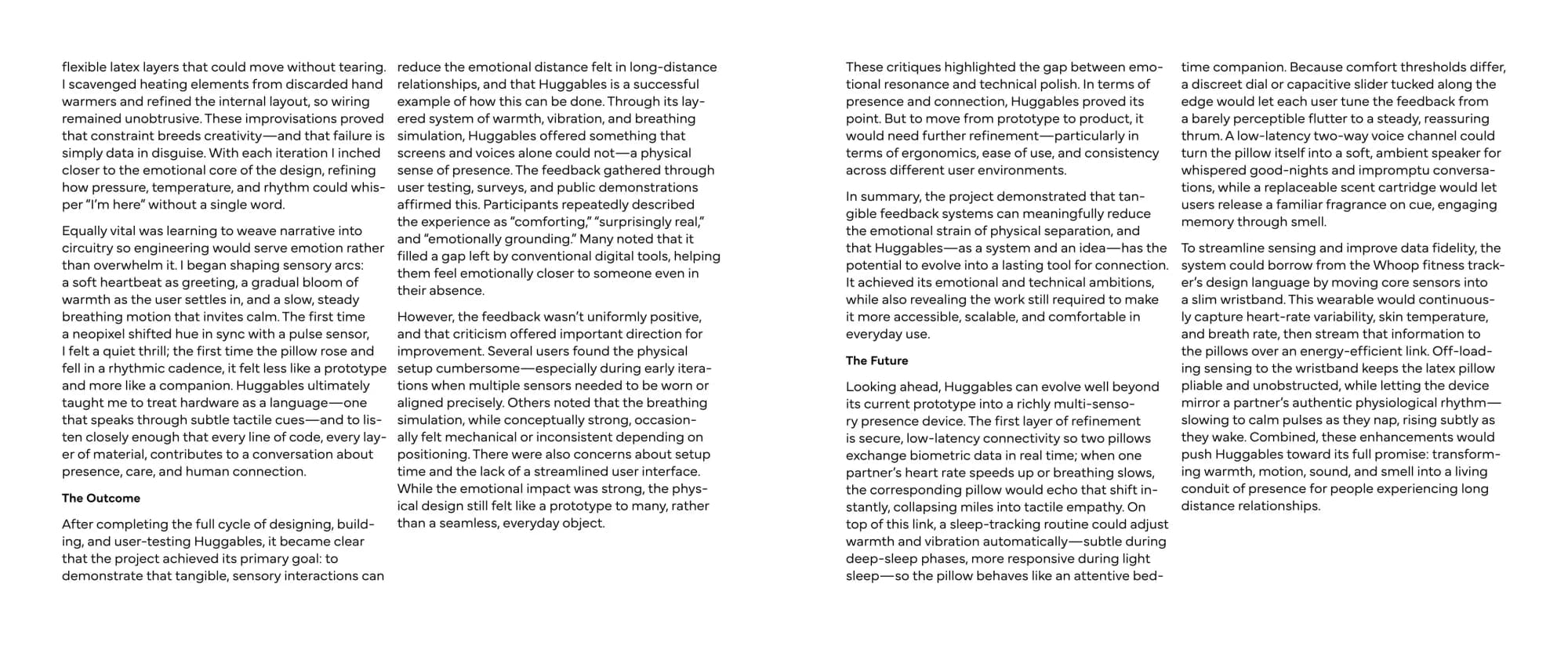 Text spread on outcomes and future development