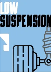 Low Suspension card with a shock absorber icon on light blue