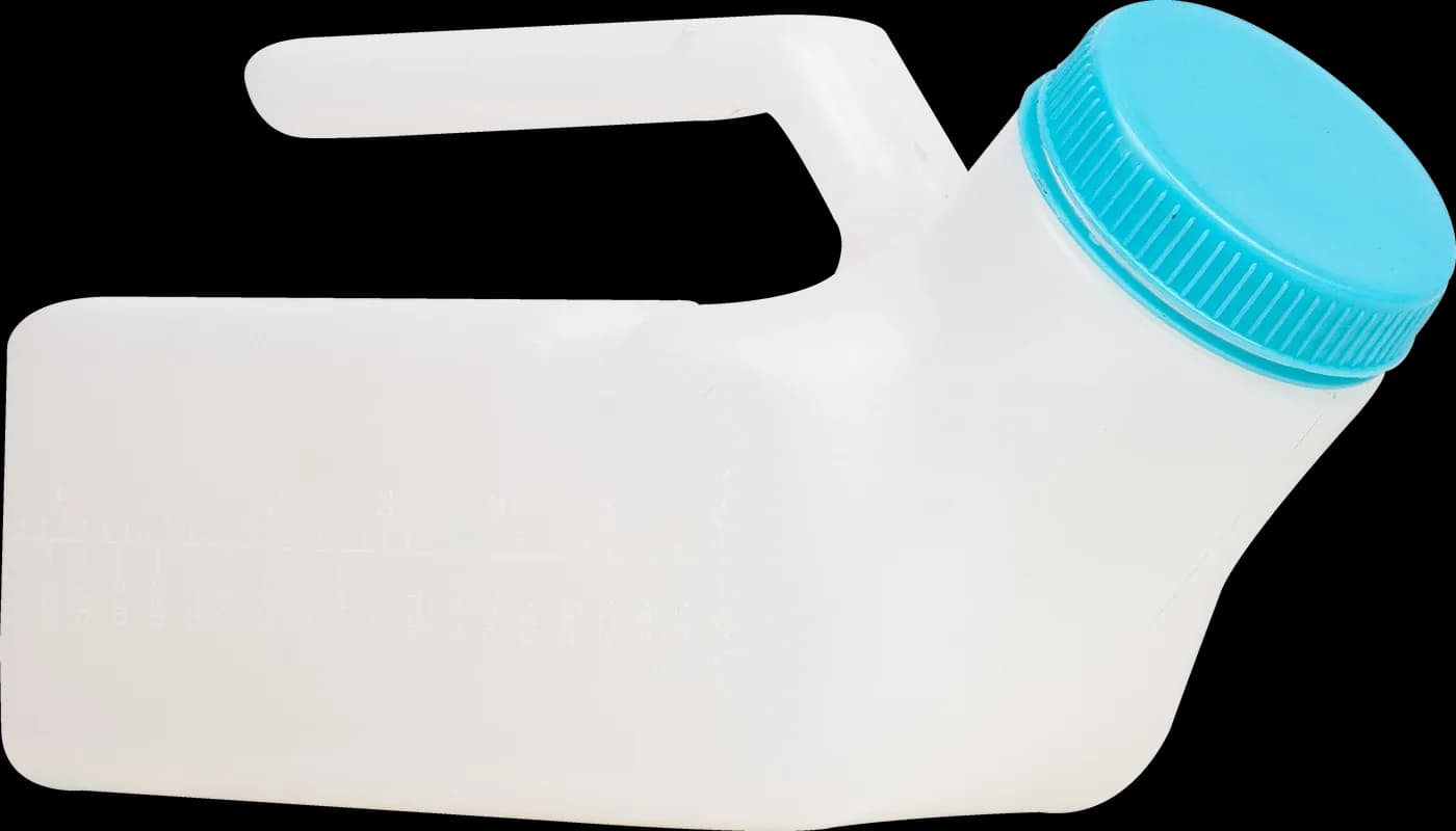 Close view of the bottle's blue screw cap