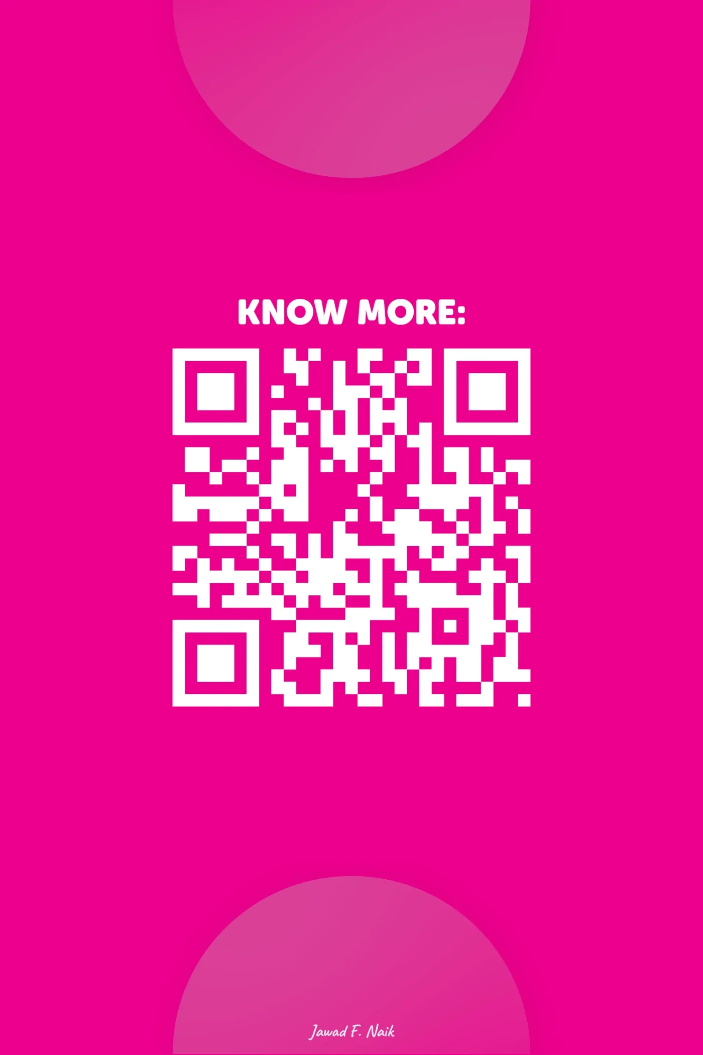 Pink poster with a Know More QR code