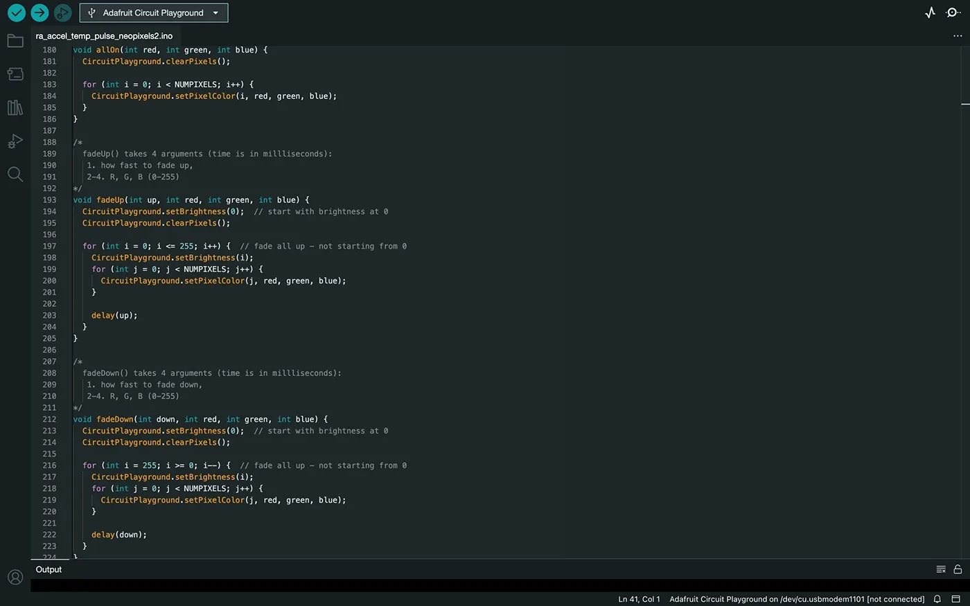 Arduino code for LED fade animations