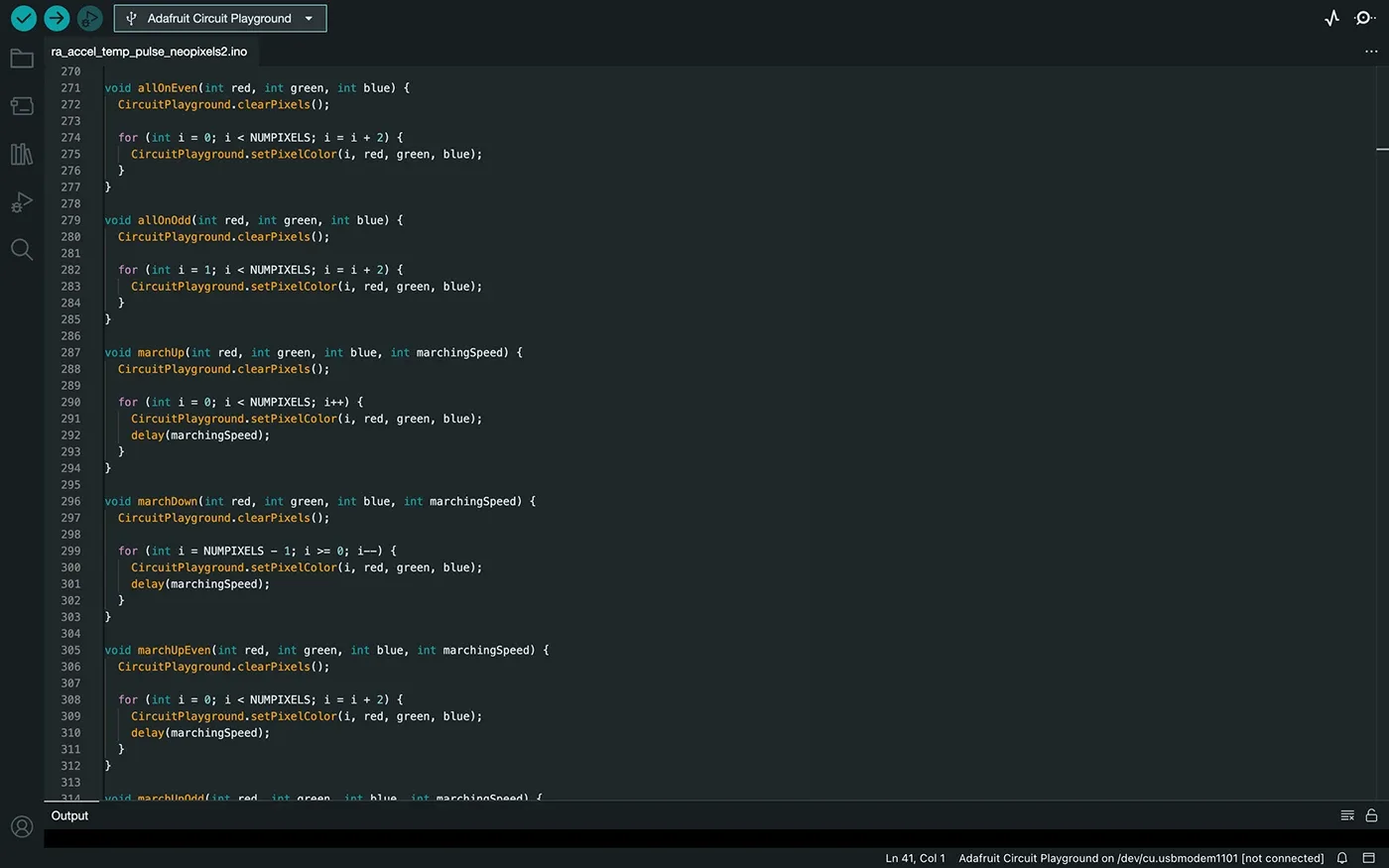Arduino code with LED animation functions