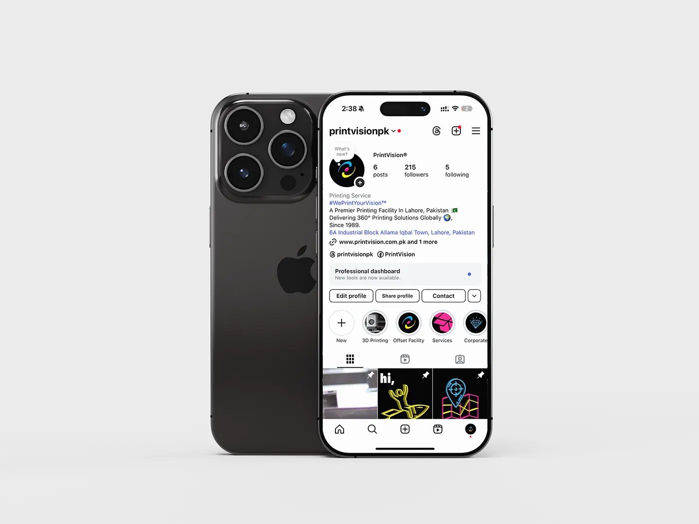 The Instagram profile in the new identity