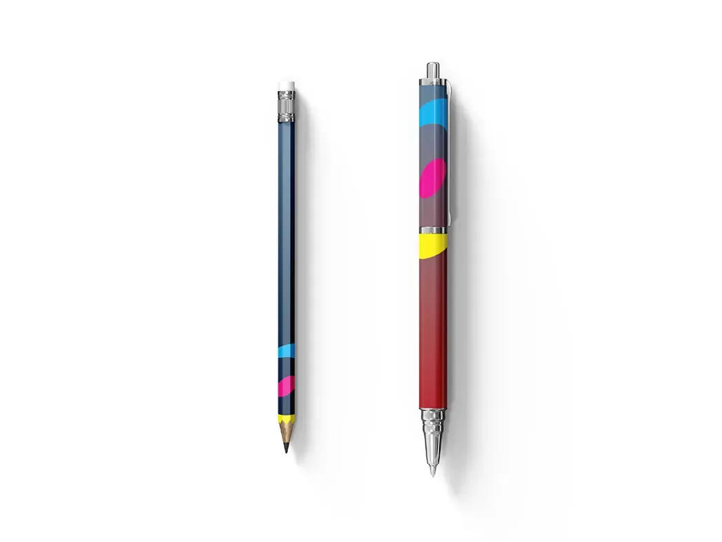 Branded pens in the process colours
