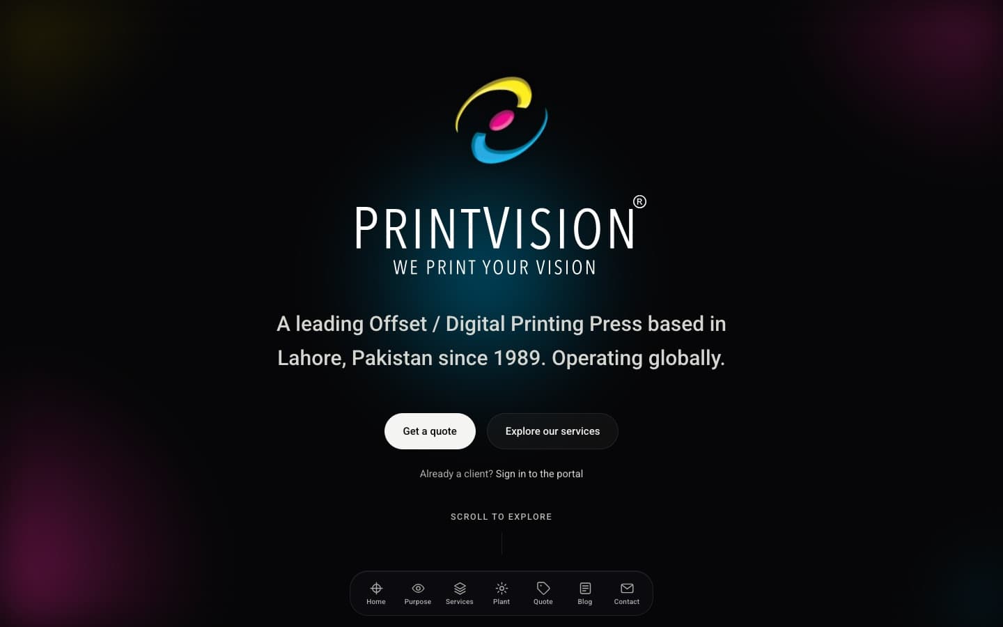 The PrintVision website home page, designed and built by Jawad Farooq Naik