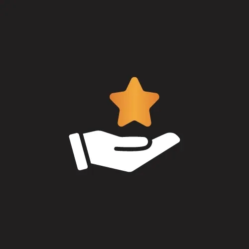 Orange star floating above an open white hand