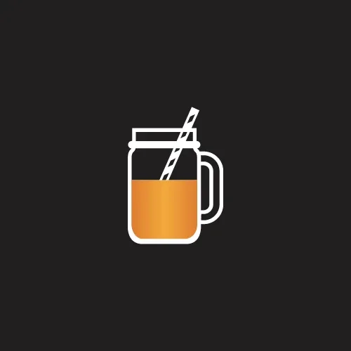 Mason jar drink with orange juice and a striped straw