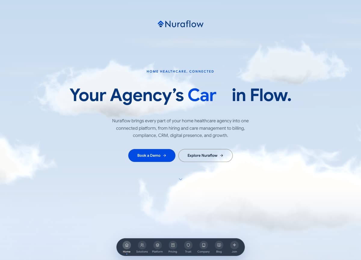 Nuraflow website, home page