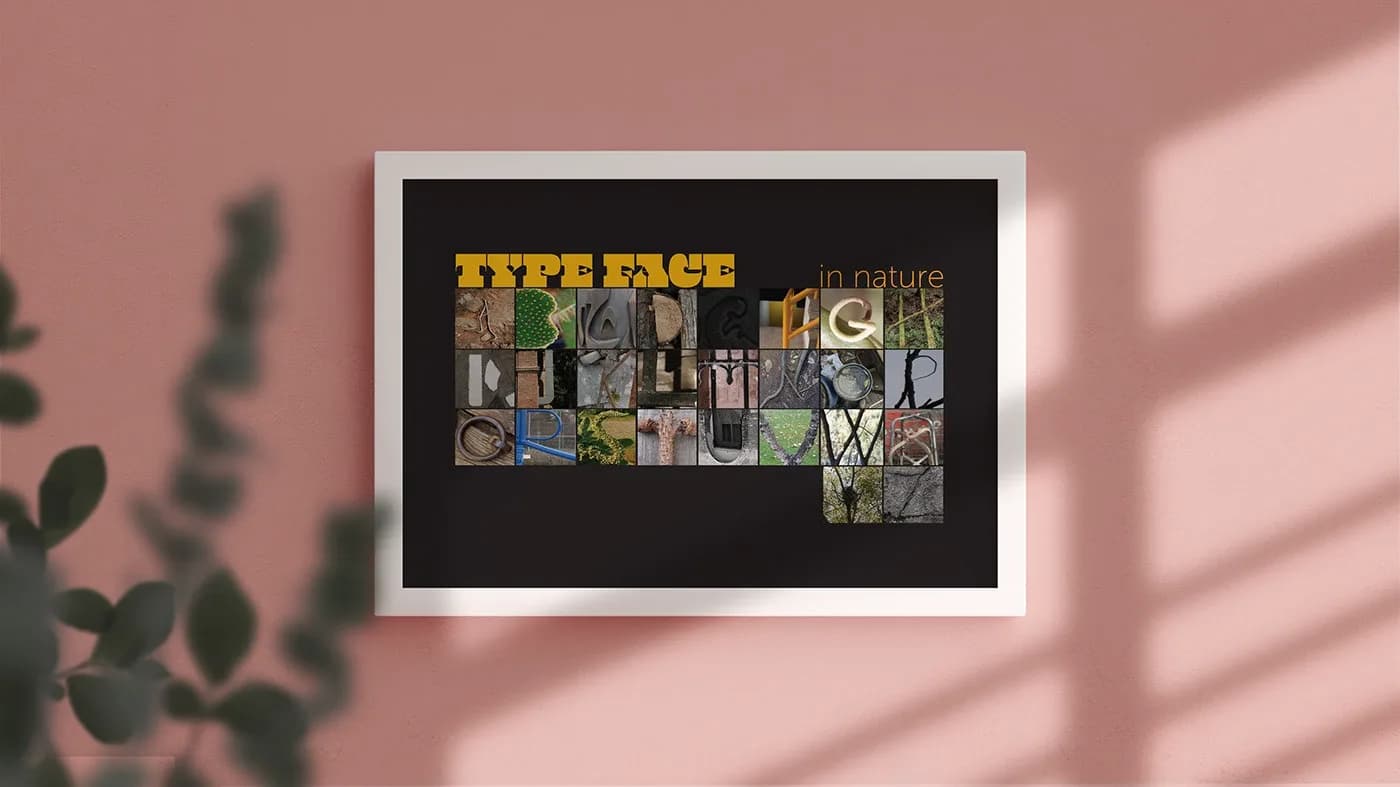 Framed poster of an A to Z alphabet made from photographs of found objects