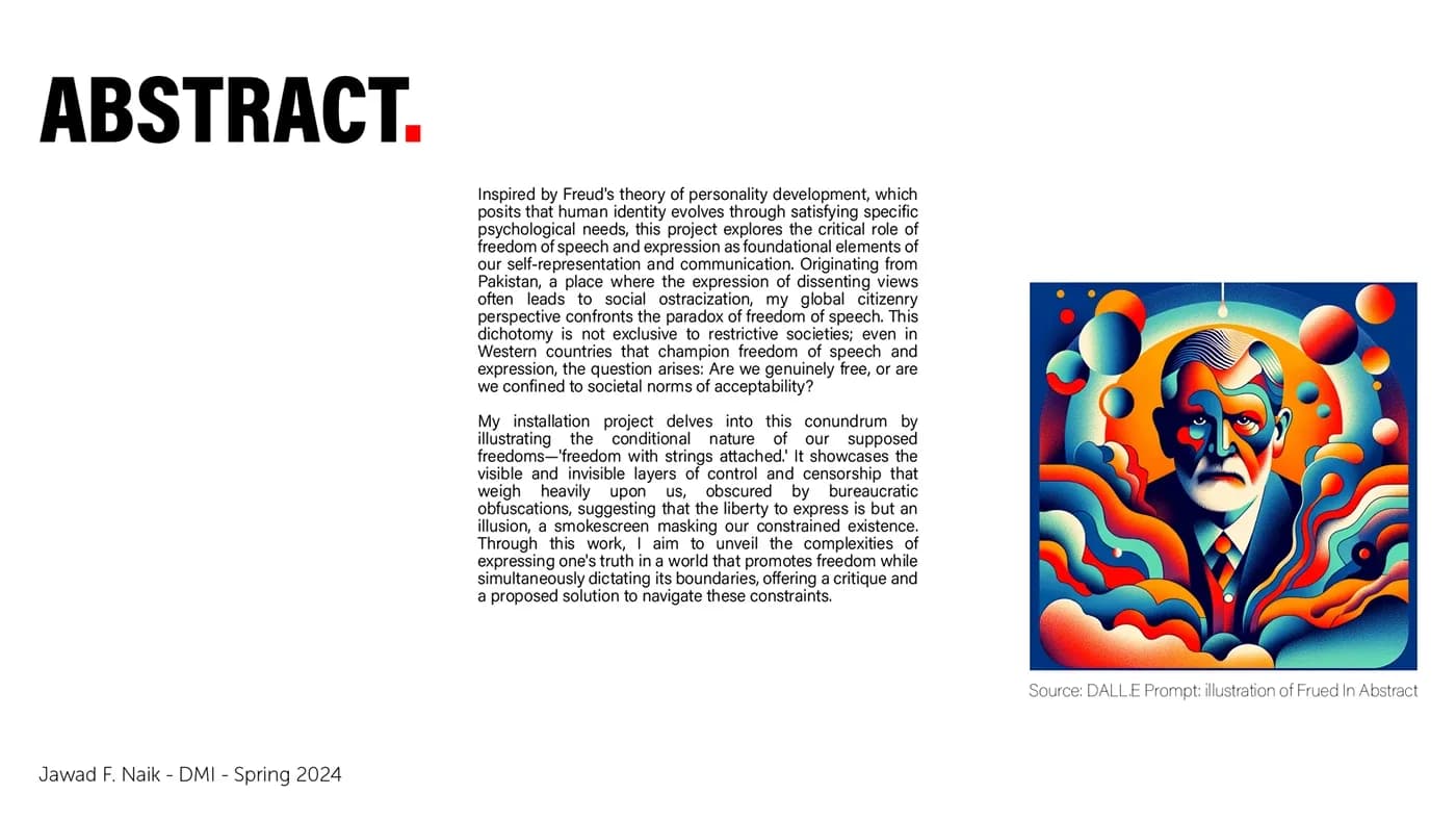 Case study abstract page with an illustrated portrait