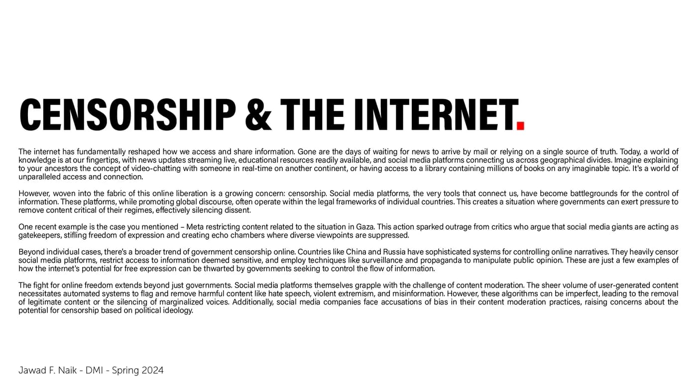 Case study page on censorship and the internet
