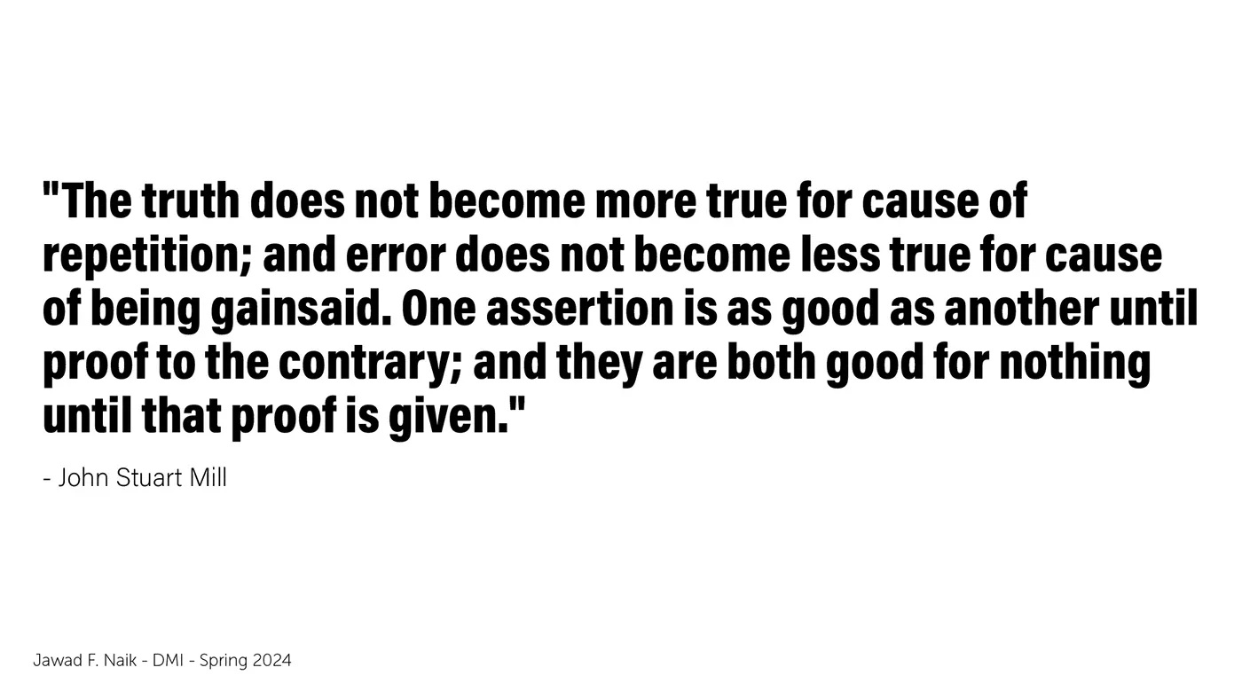 John Stuart Mill quote on truth and repetition