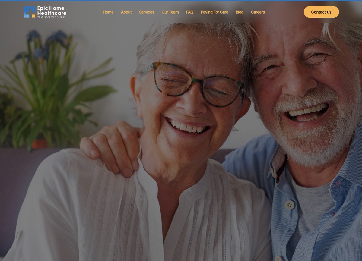 Epic Home Healthcare website, designed and built by Jawad Farooq Naik