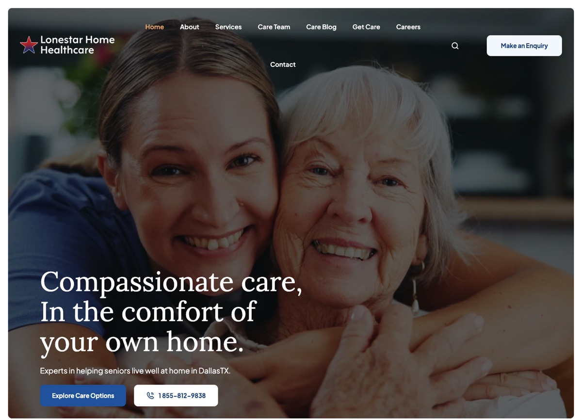 Lonestar Home Healthcare website, designed and built by Jawad Farooq Naik