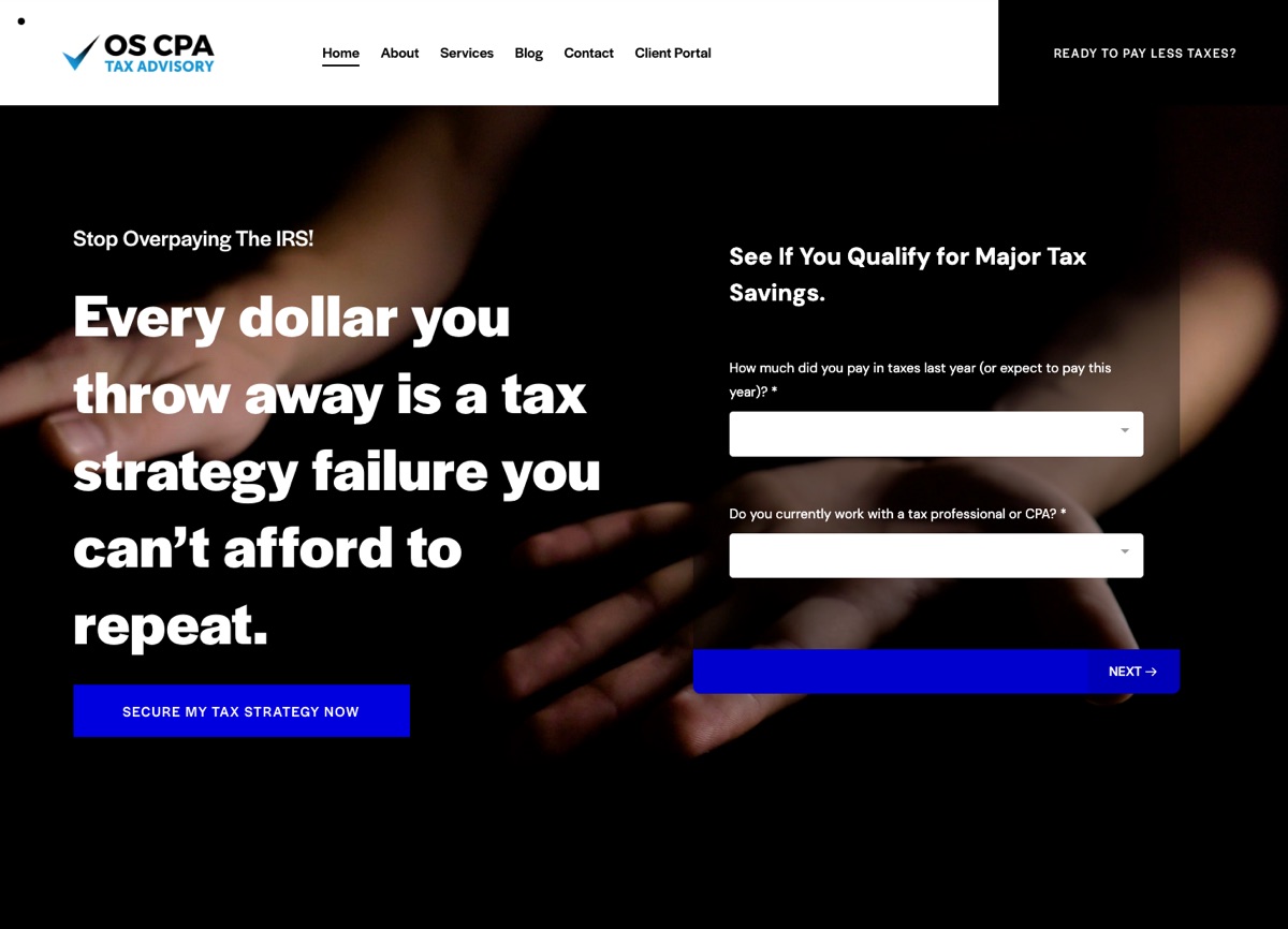 OSCPA Tax Advisory website, designed and built by Jawad Farooq Naik