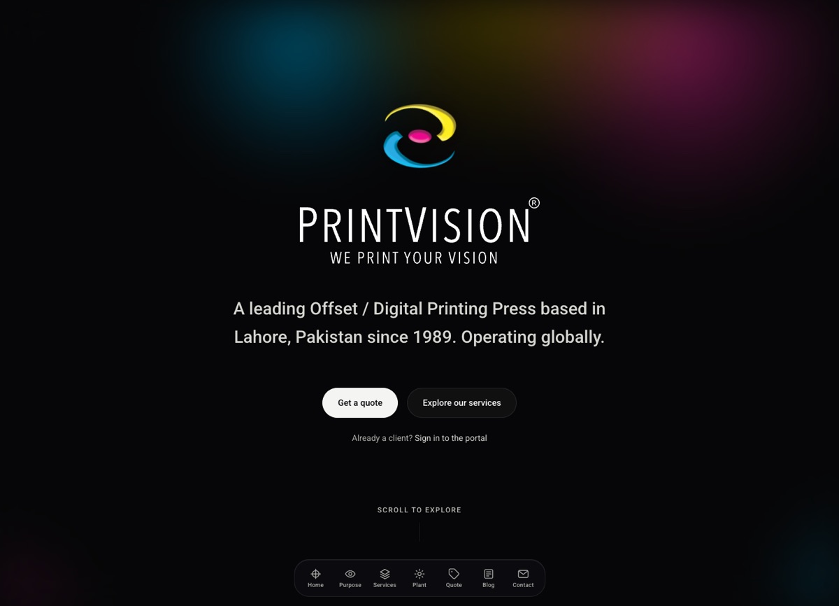 PrintVision website, designed and built by Jawad Farooq Naik